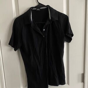 Hanes Women's Black Polo Shirt